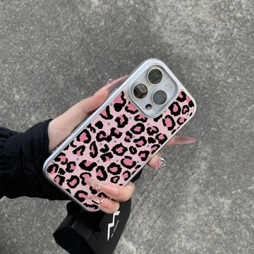 粉色豹紋適用蘋果18手機殼iPhone17/16promax膚感15水凝殼14/13/12女11