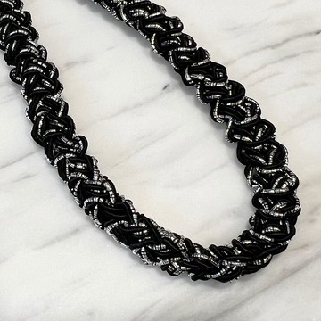 編織手機繩掛繩【珠光黑銀】-短繩/手腕掛繩/提帶/短手機掛/