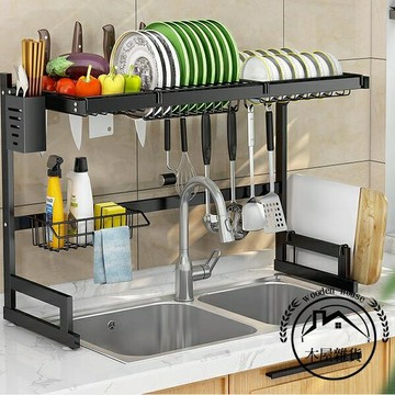 不銹鋼廚房水槽置物架放碗筷碟瀝水架洗碗池收納瀝水藍水池上用品【木屋雜貨】