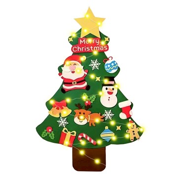 WIDE VIEW DIY毛氈聖誕樹背景掛飾21件組 重複黏貼 S001  70 x 100cm  1組  童趣聖誕樹 綠色