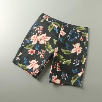 美國單外貿剪標大花印花潮流棉氨彈力面料男士休閑短褲工裝五分褲
