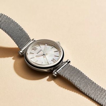 FOSSIL Carlie Mini 簡約大三針珍珠貝米蘭帶女錶 寵媽有禮 送禮首選-28mm ES4432