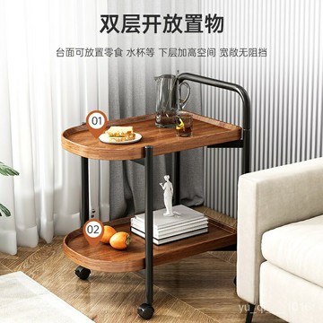 優選精品免運可移動小茶幾帶輪餐車北歐風仿實木沙髮邊幾置物架ins小推車邊幾茶幾置物桌