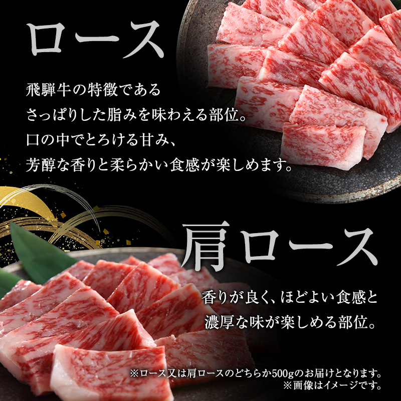 牛肉 飛騨牛 焼き肉 セット ロース 又は 肩ロース 500ｇ 黒毛和牛 Ａ5 美味しい お肉 牛 肉 和牛 焼肉 BBQ バーベキュー 