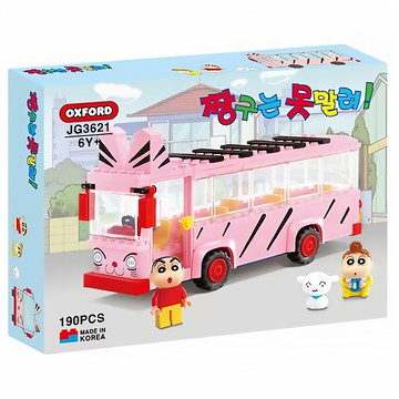 OXFORD 蠟筆小新 幼稚園校車積木玩具套裝  附3種可愛人物公仔  多種可搭配遊戲配件  訓練孩子的空間概念  JG3621  1組