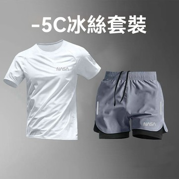 男速幹套裝夏季T恤健身服籃球裝備訓練假兩件短褲跑步服運動短袖