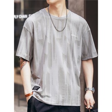 (免運)格藍鹿美式戶外冰絲速干短袖T恤男寬松大碼夏季薄款涼感半袖體恤