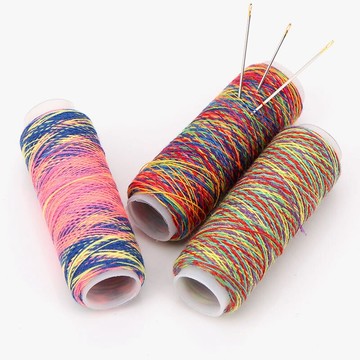 402/s 細線七彩縫紉線彩虹線漸變線縫紉機線多色線服裝輔料手工線