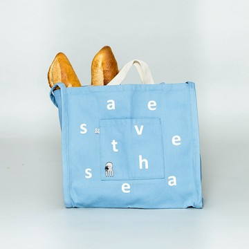 海洋系列刺繡環保兩用背袋 淺藍色