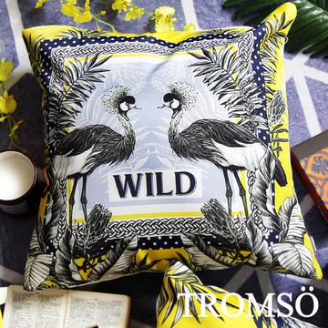 【TROMSO】奢華義大利棉麻抱枕-U176輝煌雙孔雀(44x44cm)