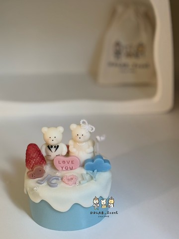 伴娘禮、探房禮、新人禮 | 新婚小熊蛋糕蠟燭 客製禮物 香氛蠟燭