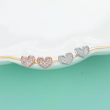 愛心鋯石耳釘女925純銀簡約小巧睡覺免摘心形耳飾耳環配飾