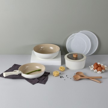 Midas Plus可拆式系列陶瓷塗層鍋具8件組-FIKA(不挑爐具，瓦斯爐電磁爐可用)