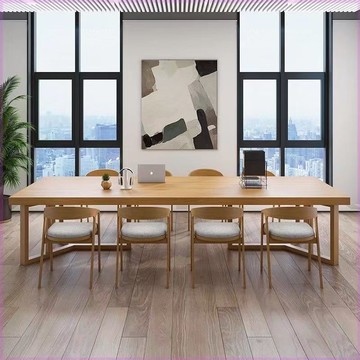 開發票 台灣公司 會議桌 木辦公桌會議桌長桌簡約現代臺式電腦桌會議室大型長條桌椅組合S069快速出貨