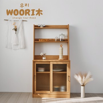 WOORI木▹復古玻璃多功能展示收納櫃
