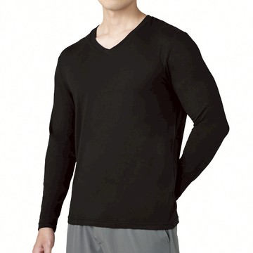 短絨磨毛輕量保暖衣-V領 - M / 黑