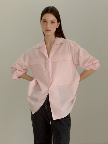 Classic Flap Pocket Open Collar Blouse_Ligh