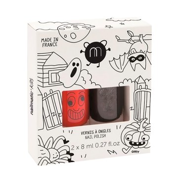 nailmatic KIDS 萬聖節水漾亮彩兒童指甲油組 8ml x 2 美化指甲  閃亮黑 + 活潑橙  1組