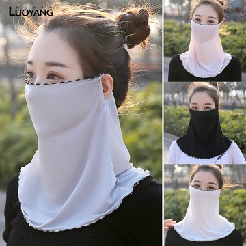 洛陽牡丹 遮陽面紗冰絲面罩遮臉女掛耳圍脖套 護頸圍巾夏天脖子面罩