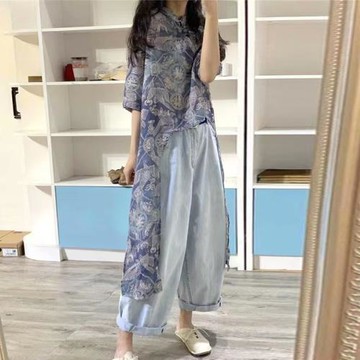 麻料女裝夏裝中國風女式棉麻小衫盤扣襯衣前短后長襯衫苧麻上衣女