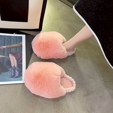 大毛毛軟fufu毛絨絨拖鞋女家居厚底軟糯舒服室內包頭棉拖鞋冬