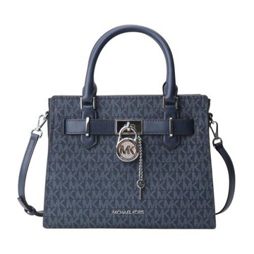 MICHAEL KORS-防刮PVC鎖頭吊飾兩用包(海軍藍)小款