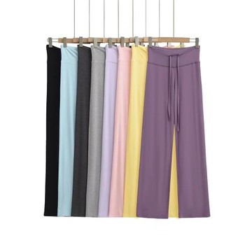 瑜伽彈力休閑褲女2025夏季新款抽繩寬松垂感顯瘦闊腿褲拖地長褲