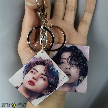Kildren繪畫藝員周邊鑰匙鏈定制 BTS防彈少年團油畫鑰匙扣 少女心圖片客製化