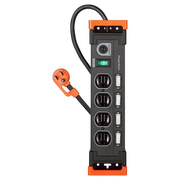 PowerSync 群加 5開4插鋁合金防雷擊抗搖擺延長用電源線組 TL4X0018  1.8m  黑色  1個