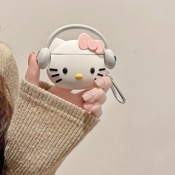 Kitty耳機殼🎀 卡通凱蒂貓聽歌耳機保護殼airpods保護套airpodspro硅膠蘋果耳機套1/2代 耳機保護殼