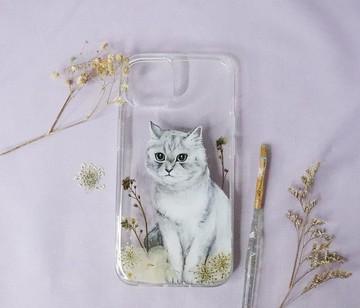 客製化手繪寵物押花手機殼 | 英國短毛貓