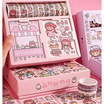 【點悅家】提拉多奶油兔 日記貼紙 PET防水貼紙 手帳貼 可愛少女 素材貼紙 裝飾貼 手帳入門禮盒 B02 B15