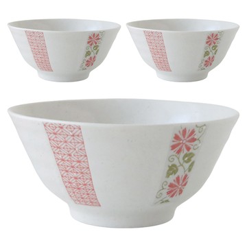 JUST HOME 櫻花藤葉陶瓷碗3件組 日本製 5911-45A3 5.5吋  1組  白色  陶瓷碗