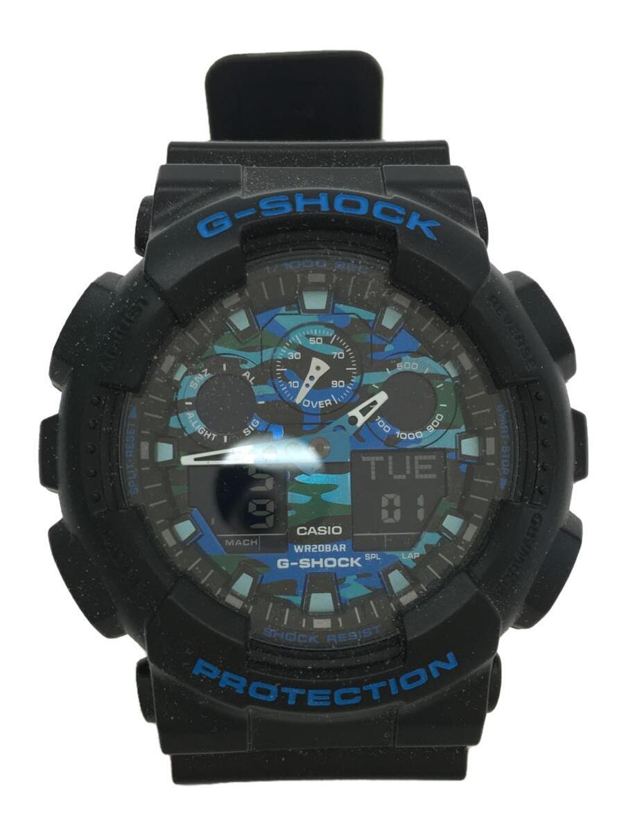 CASIO◆クォーツ腕時計・G-SHOCK/デジアナ/ラバー/BLK/BLK//