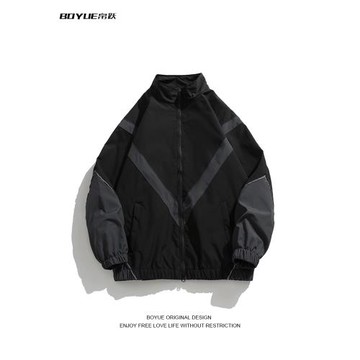 BOYUE帛躍拼接立領夾克秋冬美式防水個性少年運動情侶男風衣外套