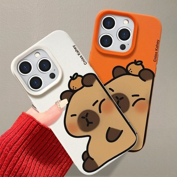 呆萌河豚適用 蘋果 iPhone 16 15 14 13 12 Pro Max 卡通可愛 閨蜜 保護殼