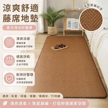 夏季涼爽 夏季藤席地墊極簡地毯臥室牀邊房間打地鋪墊子坐墊日式榻榻米涼蓆 涼席 墊子 冰涼墊 沙發墊 地毯地墊 日式地毯