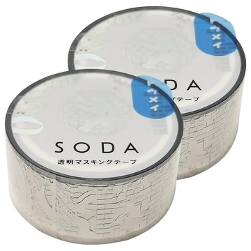 KING JIM HITOTOKI SODA 透明PET卷狀膠帶 箔押款 20mm寬 4M長  徽章  2捲