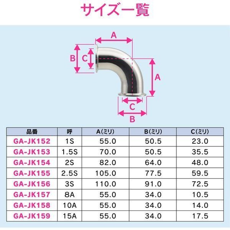 カクダイ GAONA GA-JK153両ヘルールエルボ1.5S SUS316L 1個（直送品