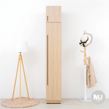 沐家具 mufurniture Bright 原切橡木單門1.3尺隔板衣櫃+被櫃