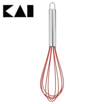 asdfkitty*貝印 紅色矽膠打蛋器-不傷不沾鍋.琺瑯鑄鐵鍋.琺瑯鍋-日本正版商品