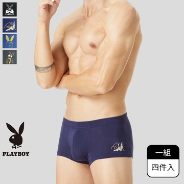 【PLAYBOY】親膚柔纖活力中腰平口褲(4件組)-SPNE035