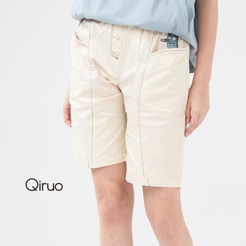 【Qiruo 奇若】春夏專櫃米色休閒短褲1236C 休閒旅遊必備