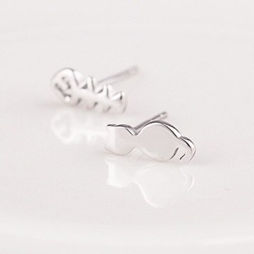 925純銀耳環耳飾-俏皮貓咪魚骨造型七夕情人節禮物女飾品73gk209【獨家進口】【米蘭精品】
