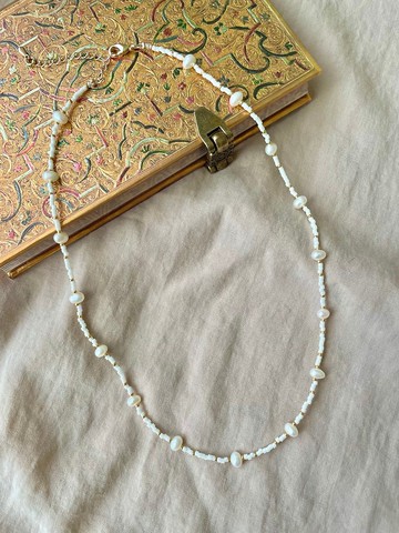 天然珍珠 復古風格 珍珠項鍊 鎖骨鍊  純白串珠項鍊