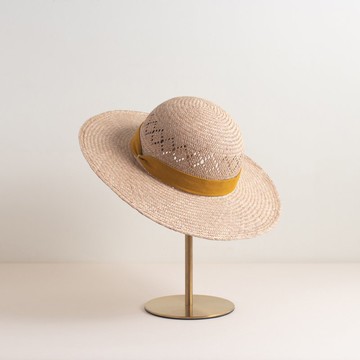 素面布小圓童帽-藺草編織