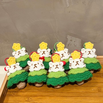 小白熊聖誕樹鉤織鑰匙圈