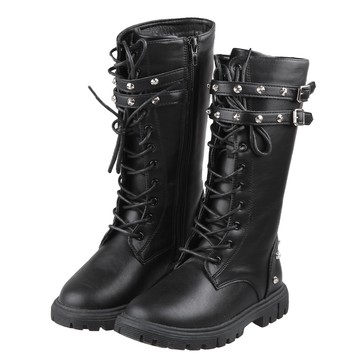 黑色辣妹鉚釘高筒靴