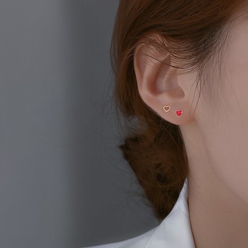 925純銀愛心耳釘女適合圓臉顯瘦耳環年新款潮高級感秋冬耳飾
