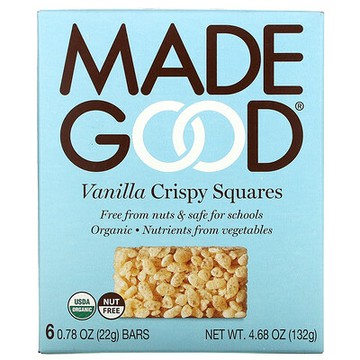 MadeGood, Crispy Squares，香草味，6 根，每根 0.78 盎司（22 克）